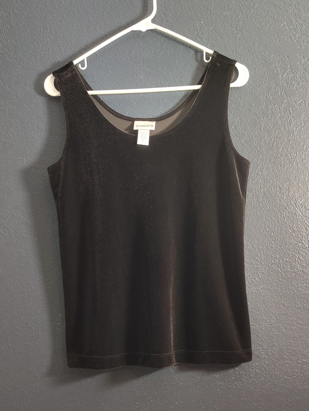 Chicos Chocolate Brown Velvet Scoop Neck Tank Top Size 1 Medium